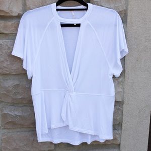 Free People White Keyhole Top